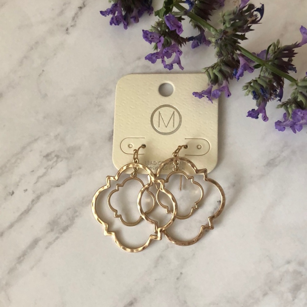 NWT- Gold tone double hanging earrings